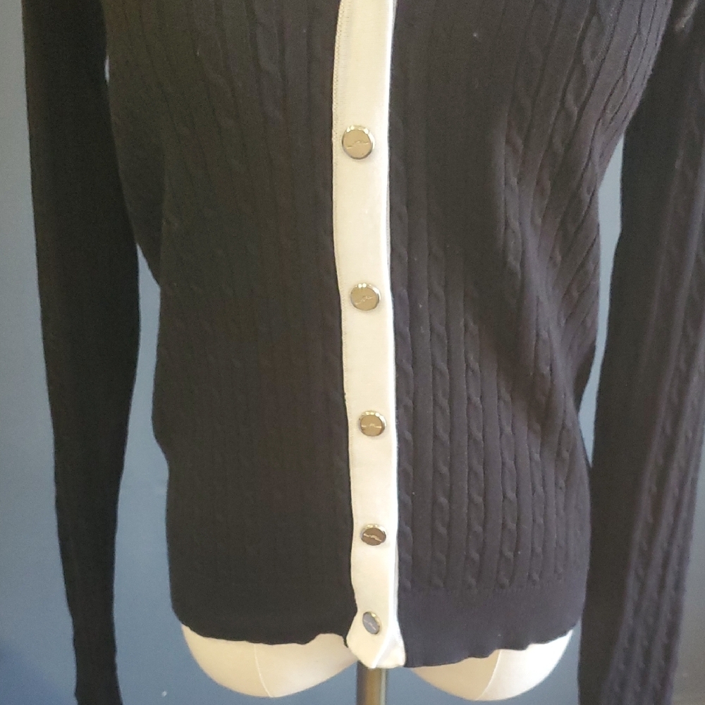 Lauren Ralph Lauren Elegant Black and Pink Women's Cardigan Sweater Sz S - Picture 4 of 14
